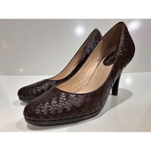 Cole Haan Women's Brown Leather Bethany Woven Pump Shoes Sz 8.5 Great Condition